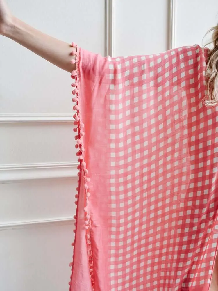 Italia Pink Gingham Beach Cover-Up - FINAL SALE sold by Confête product image thumbnail 2