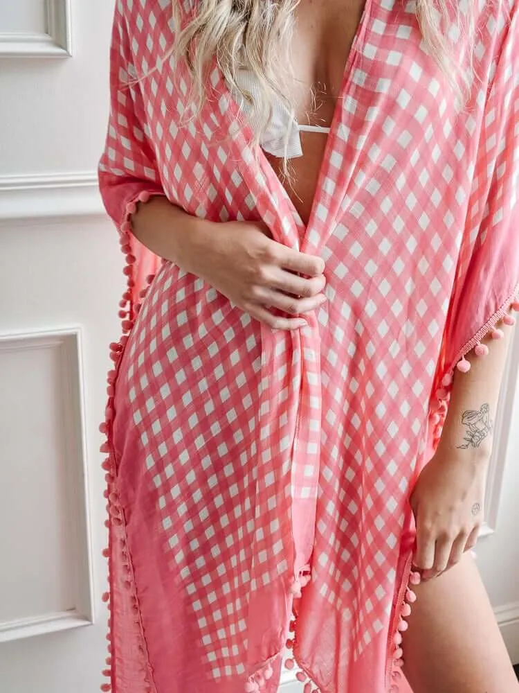 Italia Pink Gingham Beach Cover-Up - FINAL SALE sold by Confête