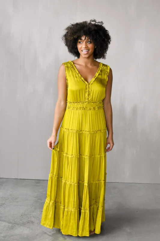 Rita Chartruese Silk Maxi Dress - FINAL SALE sold by Confête