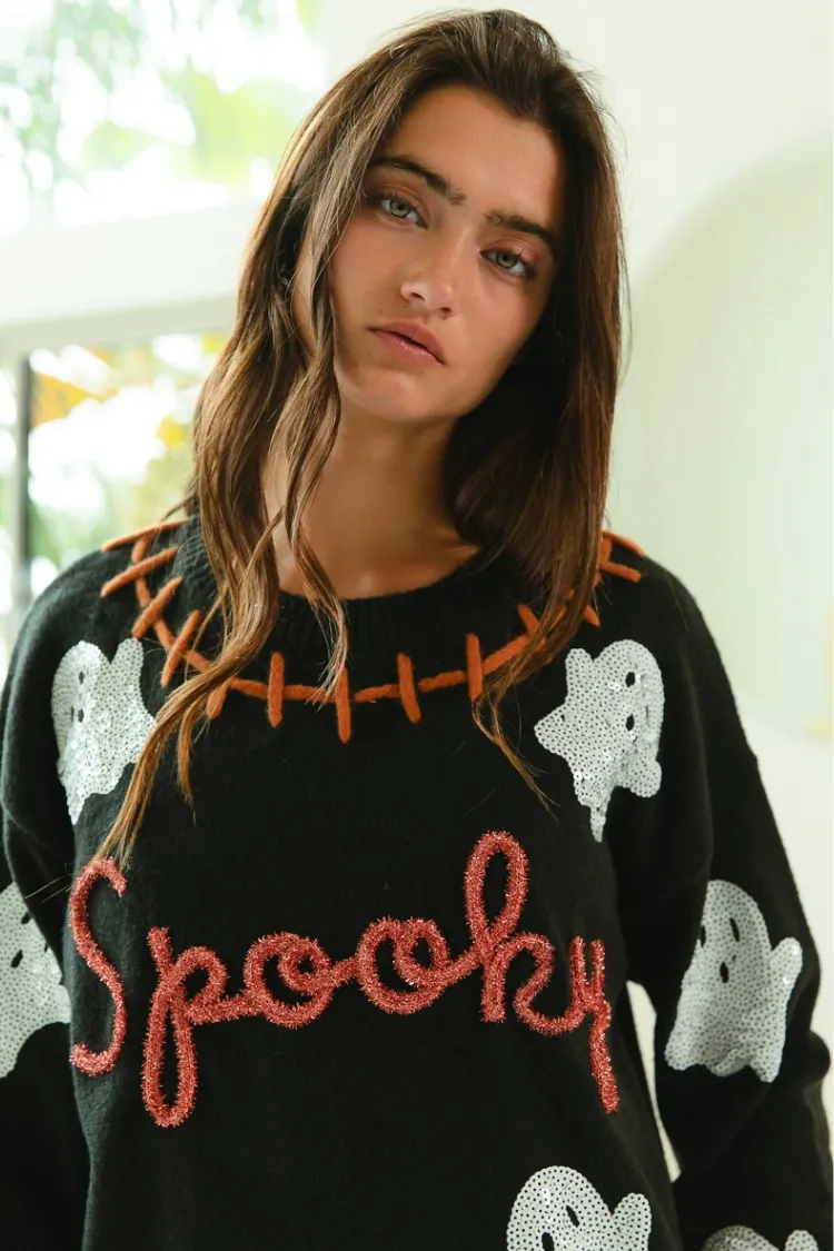 Spooky Sequin Ghost Sweater sold by Confête product image thumbnail 2