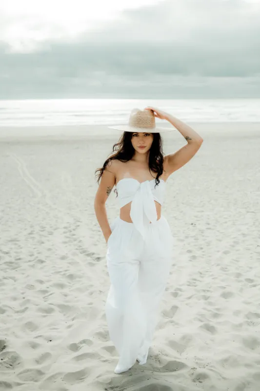 Vania White Linen Pants Set sold by Confête