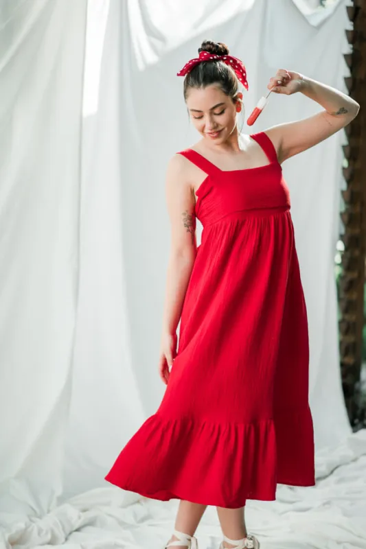 Cristina Bow-Tie Back Midi Dress - Red - FINAL SALE sold by Confête