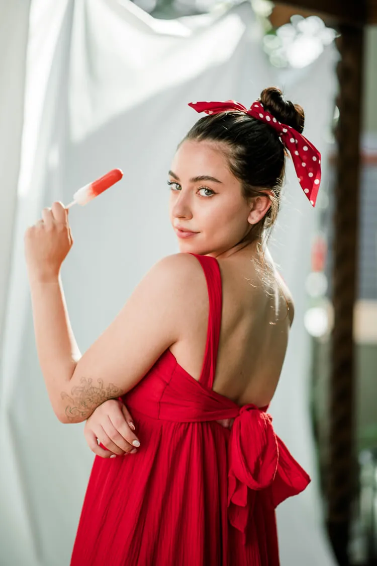 Cristina Bow-Tie Back Midi Dress - Red - FINAL SALE sold by Confête product image thumbnail 3