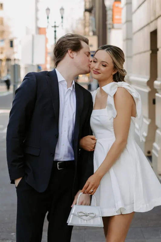 Walking Down the Aisle White Mini Dress sold by Confête