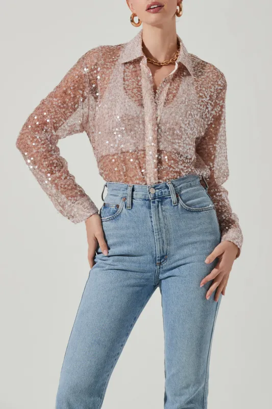 Maxine Sequin Button Down Top - FINAL SALE sold by Confête