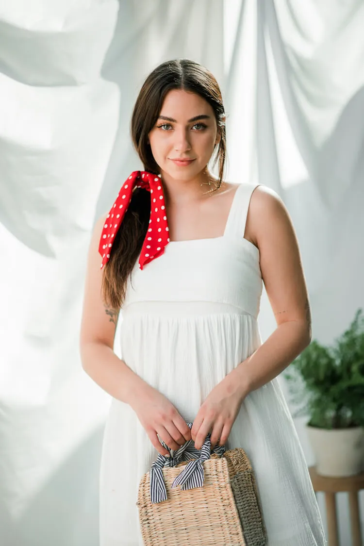 Red Polka Dot Hair Scarf Scrunchie sold by Confête product image thumbnail 2