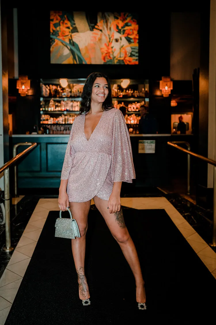Kimmy Pink Sequin Kimono Mini Dress - FINAL SALE sold by Confête product image thumbnail 4