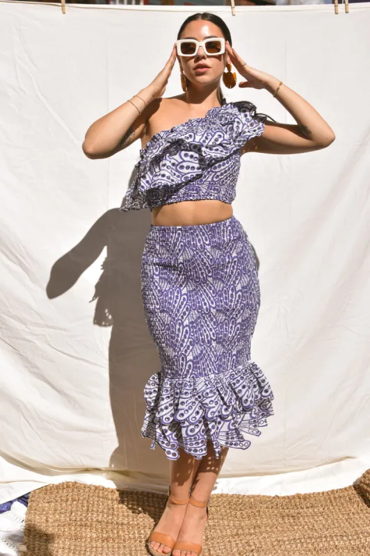 KAI X MYAE Gaia Print Mesh Ribbed Knit Maxi Skirt | Parallel