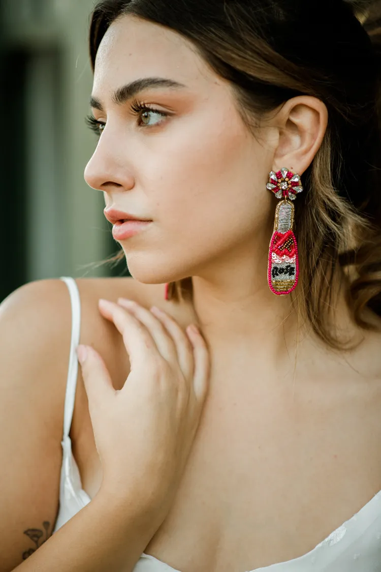 Rosé Bottle Statement Earrings sold by Confête