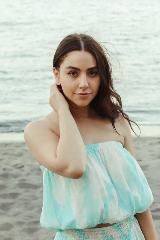 Isla Teal Watercolor Strapless Tube Top - FINAL SALE sold by ConfĂȘte