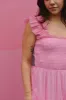 Fiori Short Bright Pink Tulle Tiered Midi Dress sold by Confête