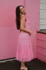 Fiori Short Bright Pink Tulle Tiered Midi Dress sold by Confête