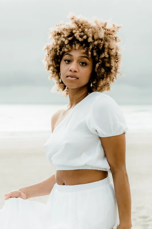 Lita One Shoulder Crop Top sold by Confête