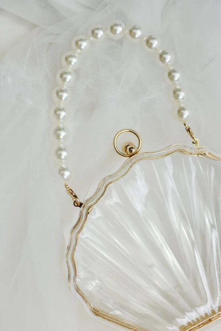 Acrylic Shell Bag with Pearl Handle sold by Confête