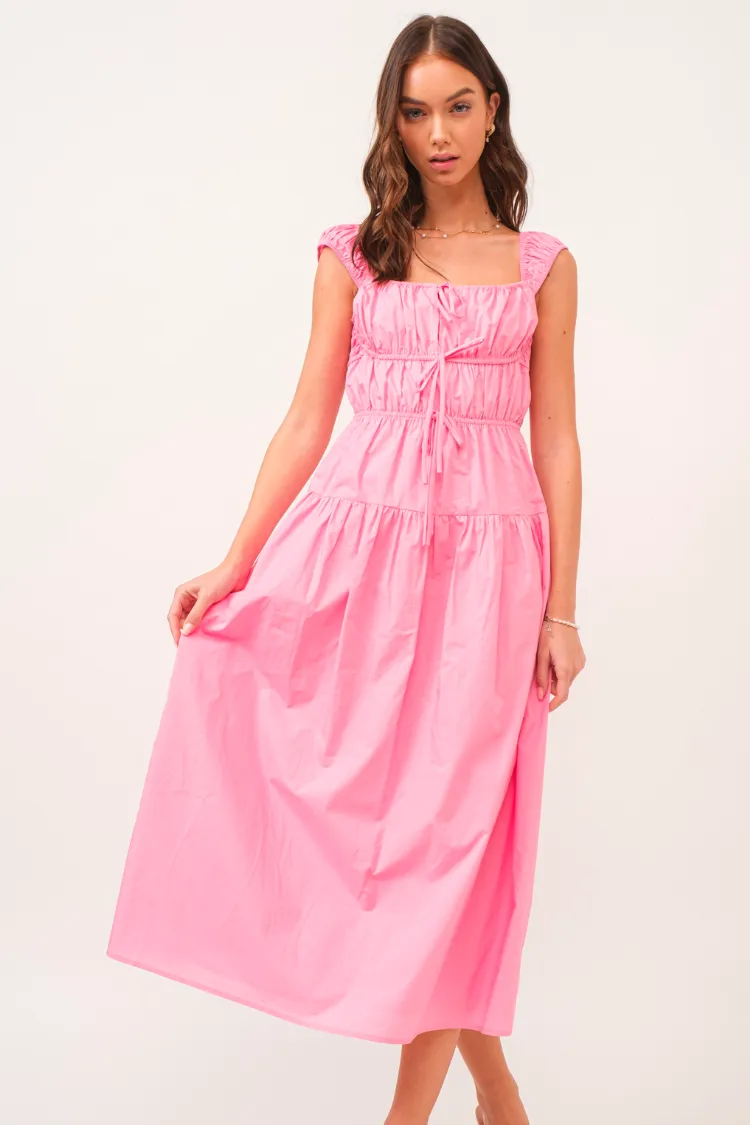 Nimes Pink Bow Tie Midi Dress - FINAL SALE sold by Confête product image thumbnail 5