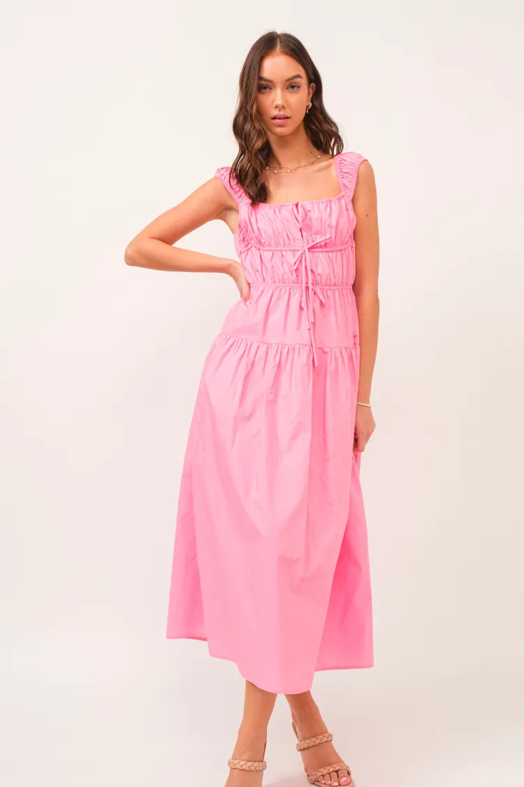 Nimes Pink Bow Tie Midi Dress - FINAL SALE sold by Confête product image thumbnail 4