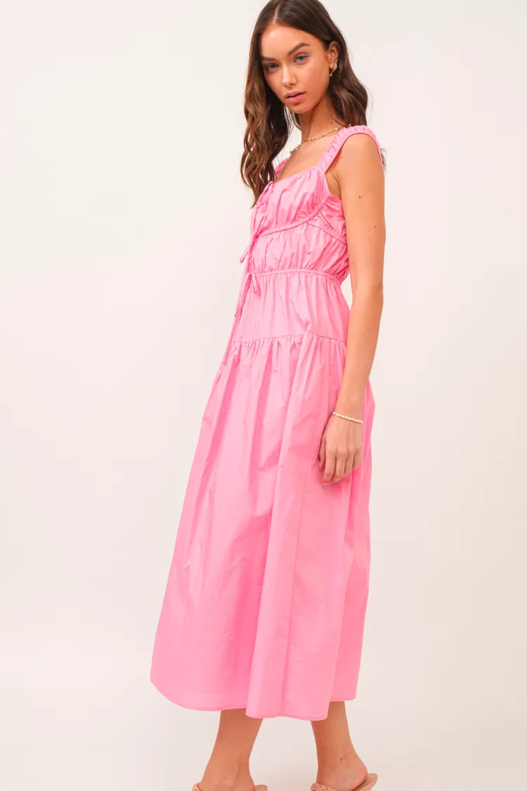 Nimes Pink Bow Tie Midi Dress - FINAL SALE sold by Confête product image thumbnail 2