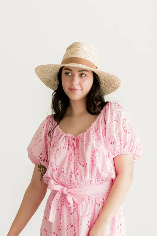 Maya Straw Fedora with Tan Band sold by Confête