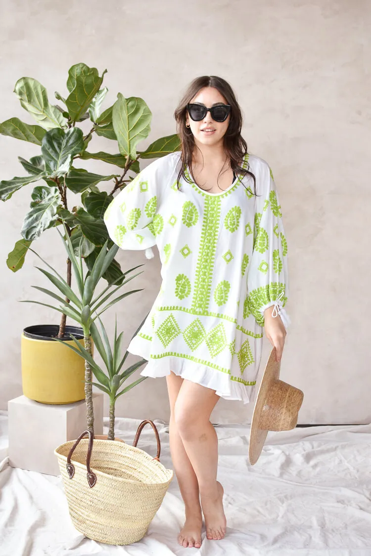 Cayman Lime Embroidered Scoop Neck Beach Cover-Up - FINAL SALE sold by Confête product image thumbnail 4