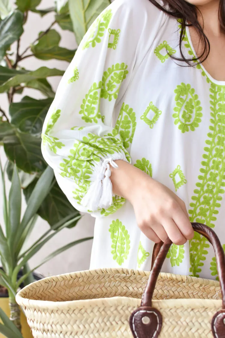 Cayman Lime Embroidered Scoop Neck Beach Cover-Up - FINAL SALE sold by Confête product image thumbnail 2