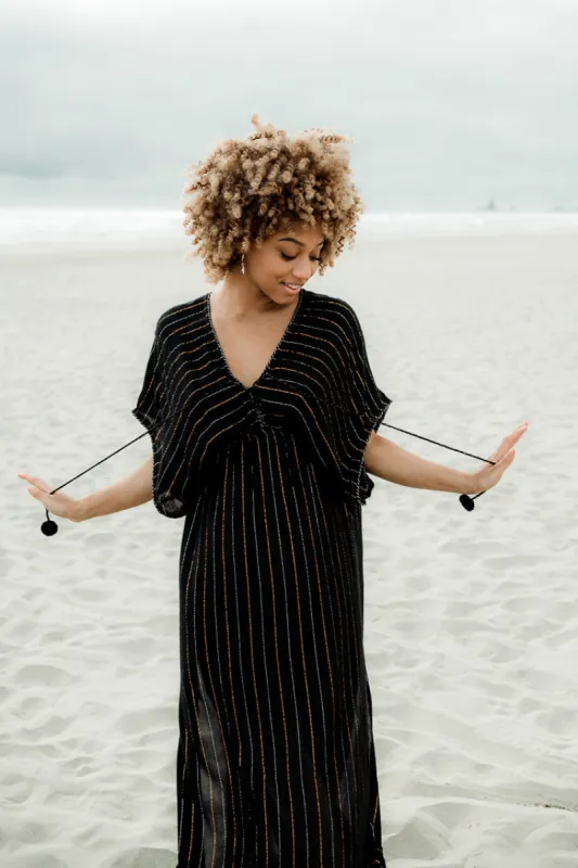 Nomad Metallic Thread Maxi Dress - Black sold by Confête