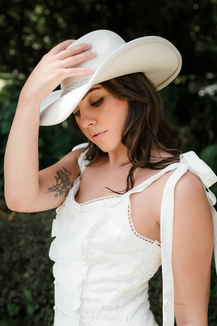 Nashville Bound White Bridal Cowboy Hat sold by Confête product image thumbnail 2