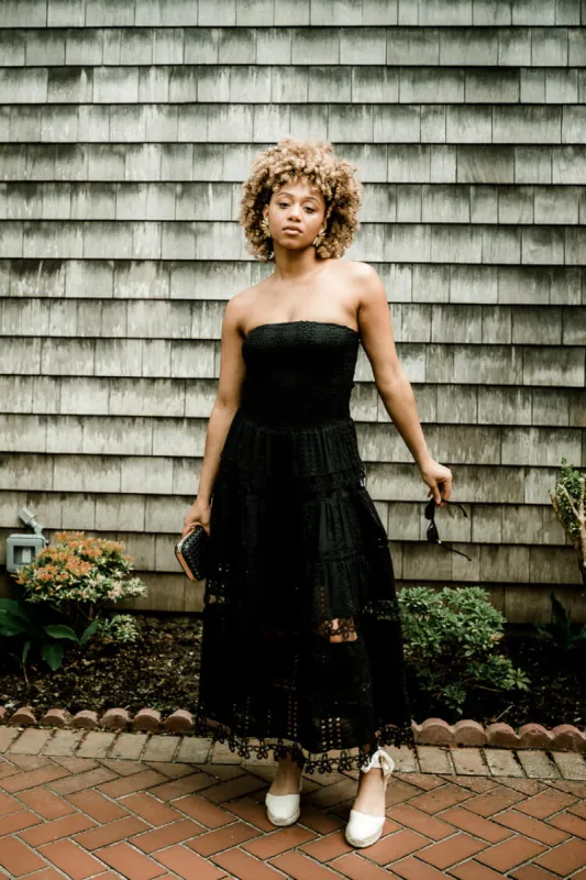 Kaia Crochet Tiered Midi Dress sold by ConfĂȘte