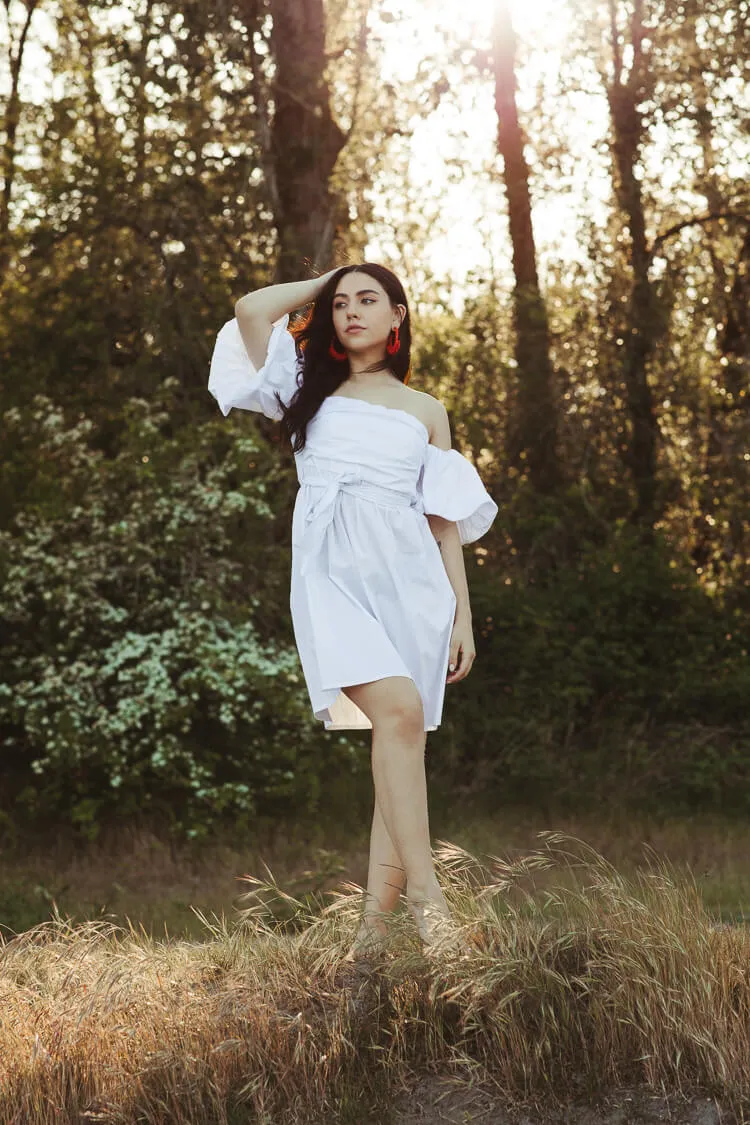 Celeste Off the Shoulder White Mini Dress - FINAL SALE sold by Confête product image thumbnail 3