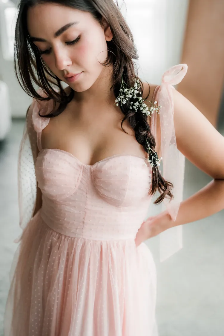 Swiss Dot Mesh Midi Dress - Blush - FINAL SALE sold by Confête product image thumbnail 3