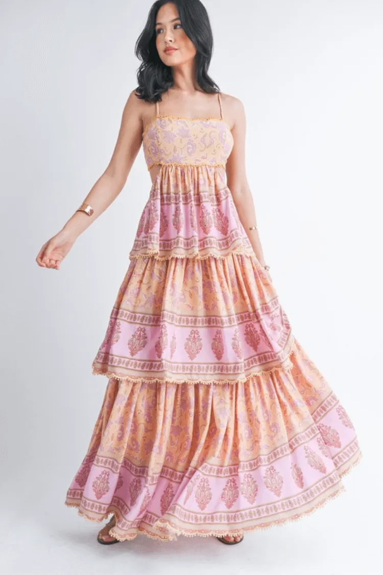 Paia Boho Tiered Maxi Dress sold by Confête