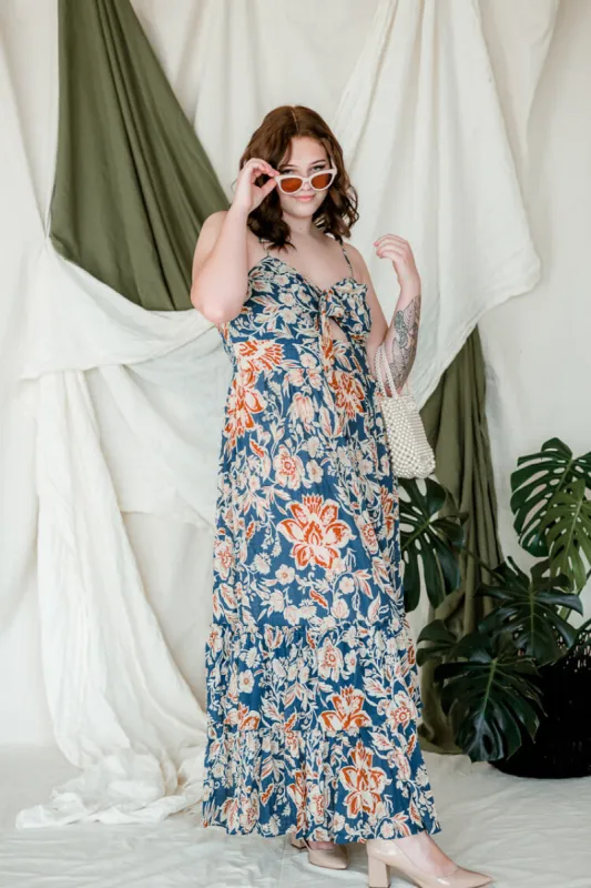 Mari Teal Floral Maxi Dress sold by Confête