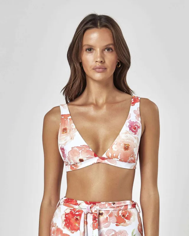 Tori Wide Tri Orange Floral Bikini Top  - FINAL SALE sold by Confête