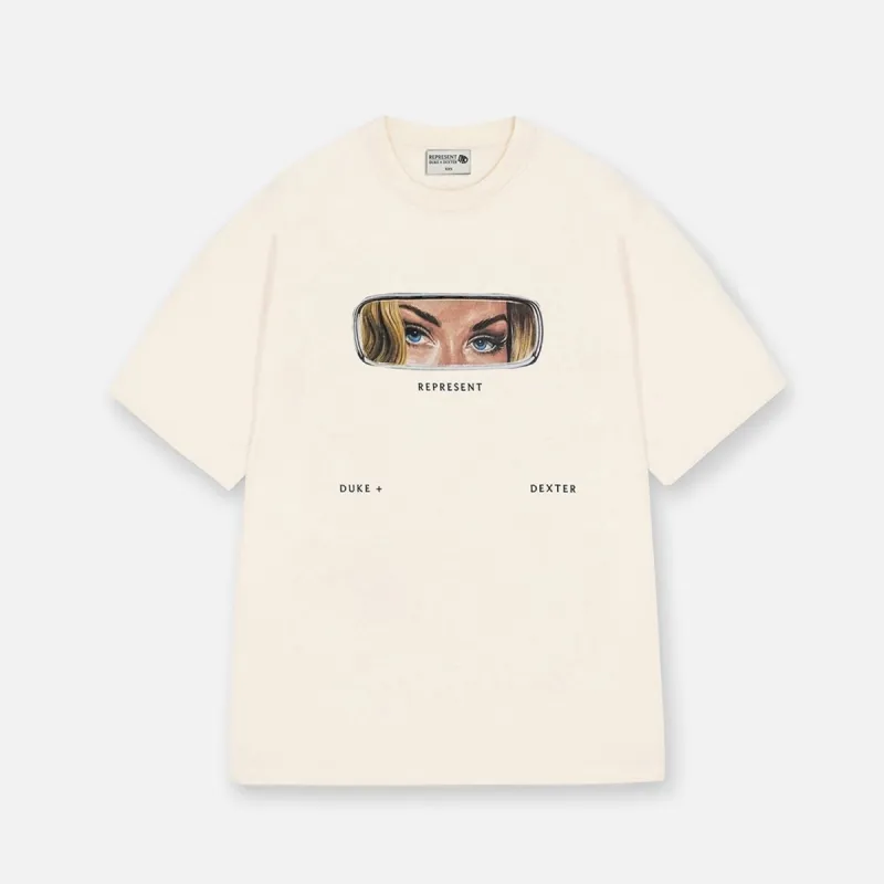 Represent Rearview Mirror Ecru T-Shirt made by Duke + Dexter