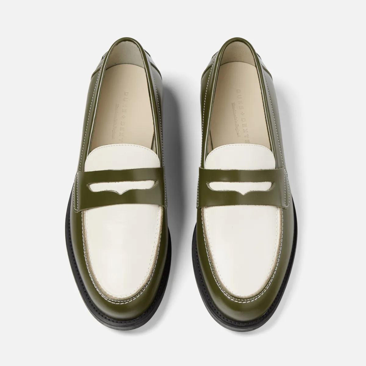 Wilde Olive + White Penny Loafer - Men's sold by Duke + Dexter product image thumbnail 4
