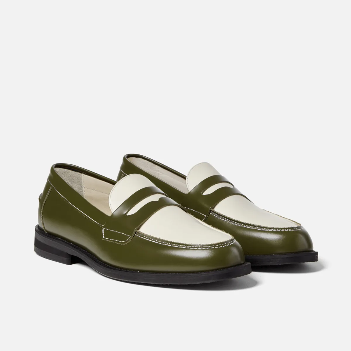 Wilde Olive + White Penny Loafer - Men's sold by Duke + Dexter product image thumbnail 3