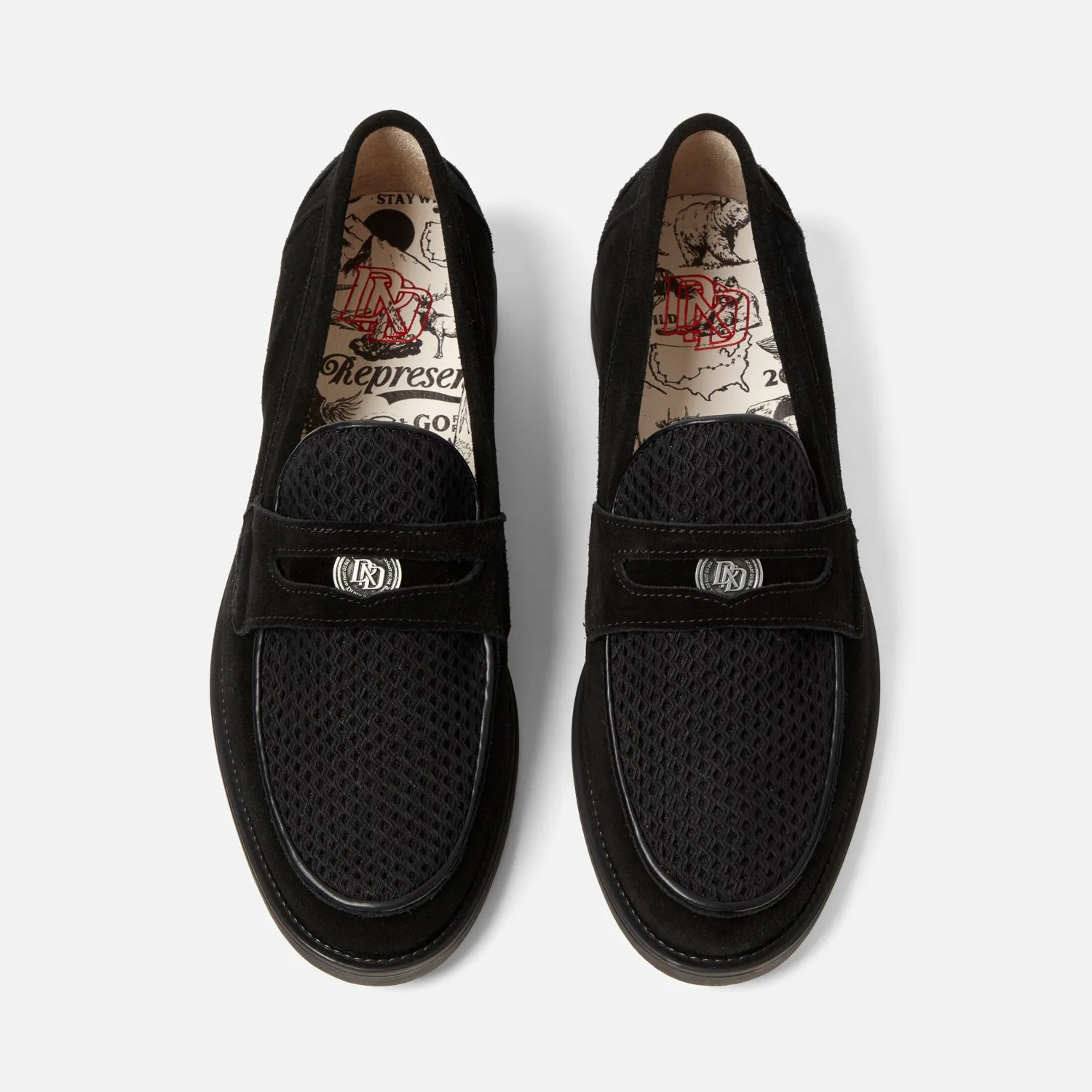 Represent Black Suede Rattan Penny Loafer - Men's sold by Duke + Dexter