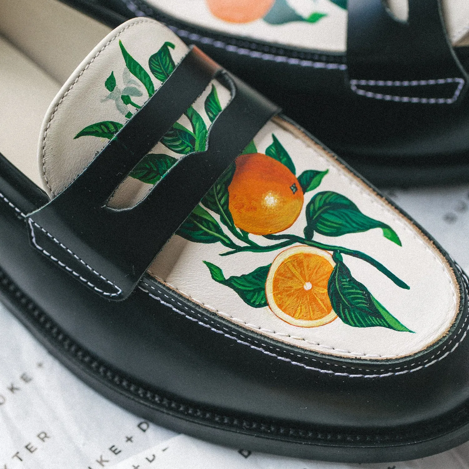 Wilde Hand-Painted Orange Penny Loafer - Women's sold by Duke + Dexter product image thumbnail 2