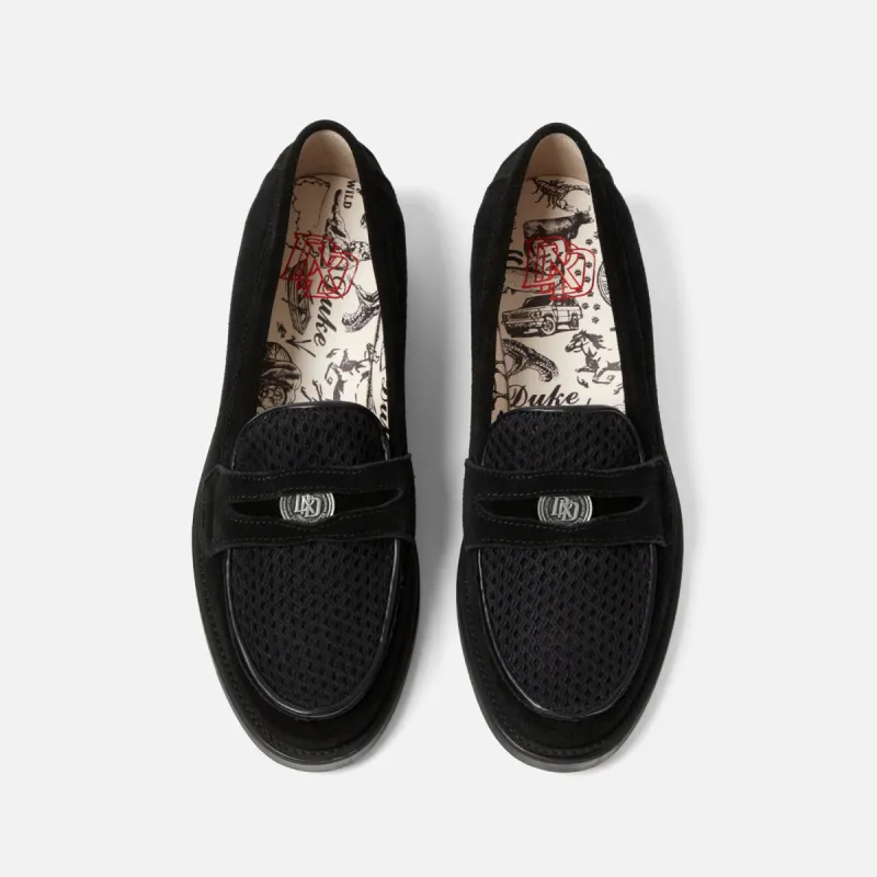 Represent Black Suede Rattan Penny Loafer - Women's sold by Duke + Dexter