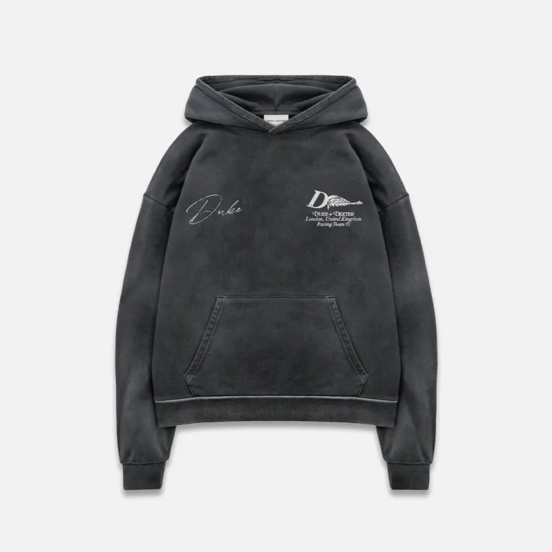 DR1 Signature Racing Washed Black Hoodie sold by Duke + Dexter