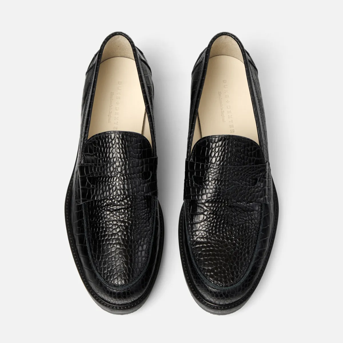 Wilde Black Croc Penny Loafer - Men's sold by Duke + Dexter product image thumbnail 4