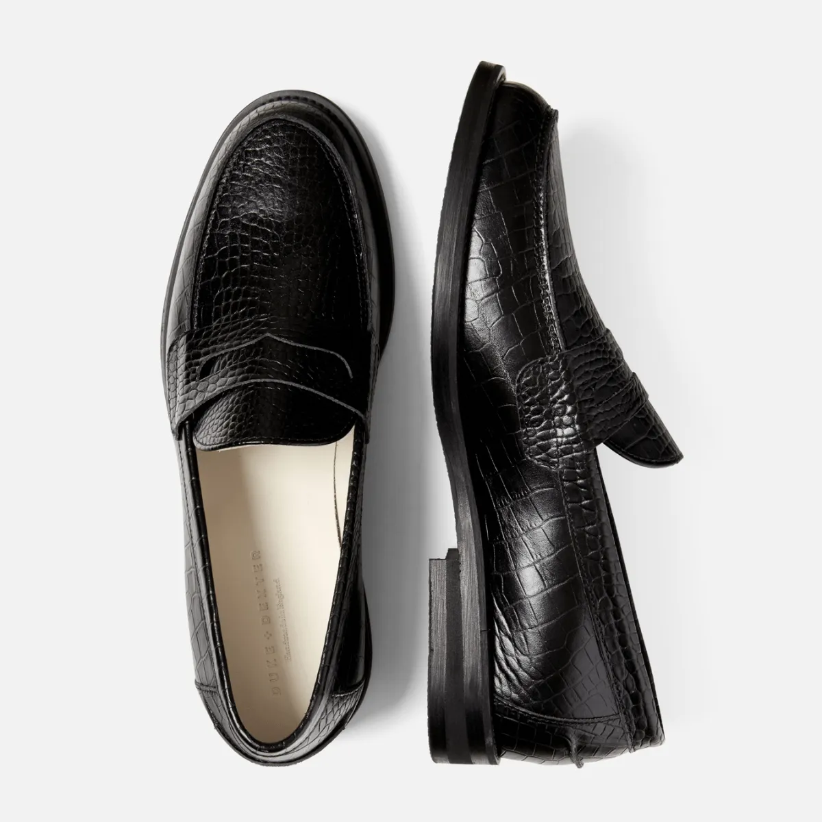 Wilde Black Croc Penny Loafer - Men's sold by Duke + Dexter product image thumbnail 5