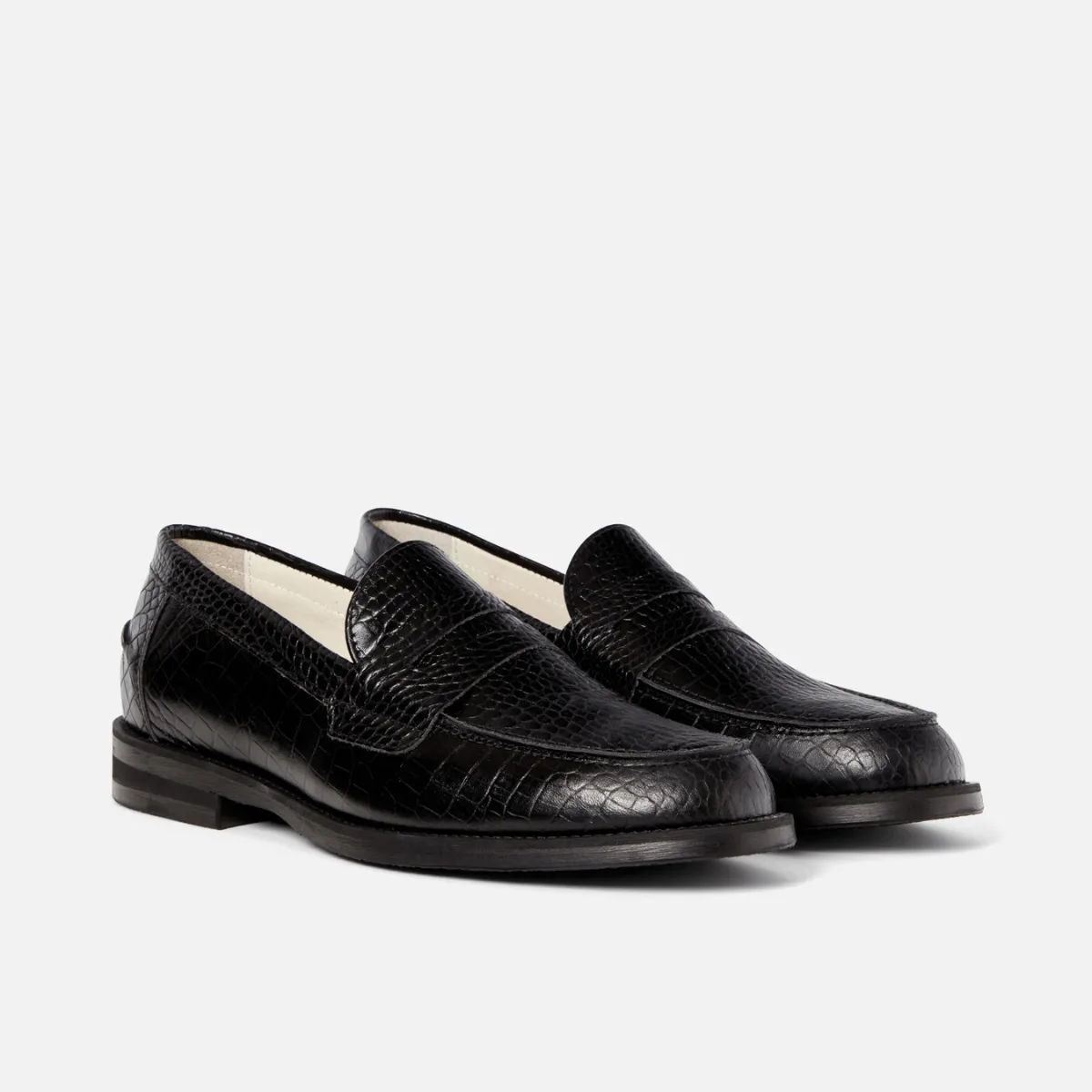 Wilde Black Croc Penny Loafer - Men's sold by Duke + Dexter product image thumbnail 3