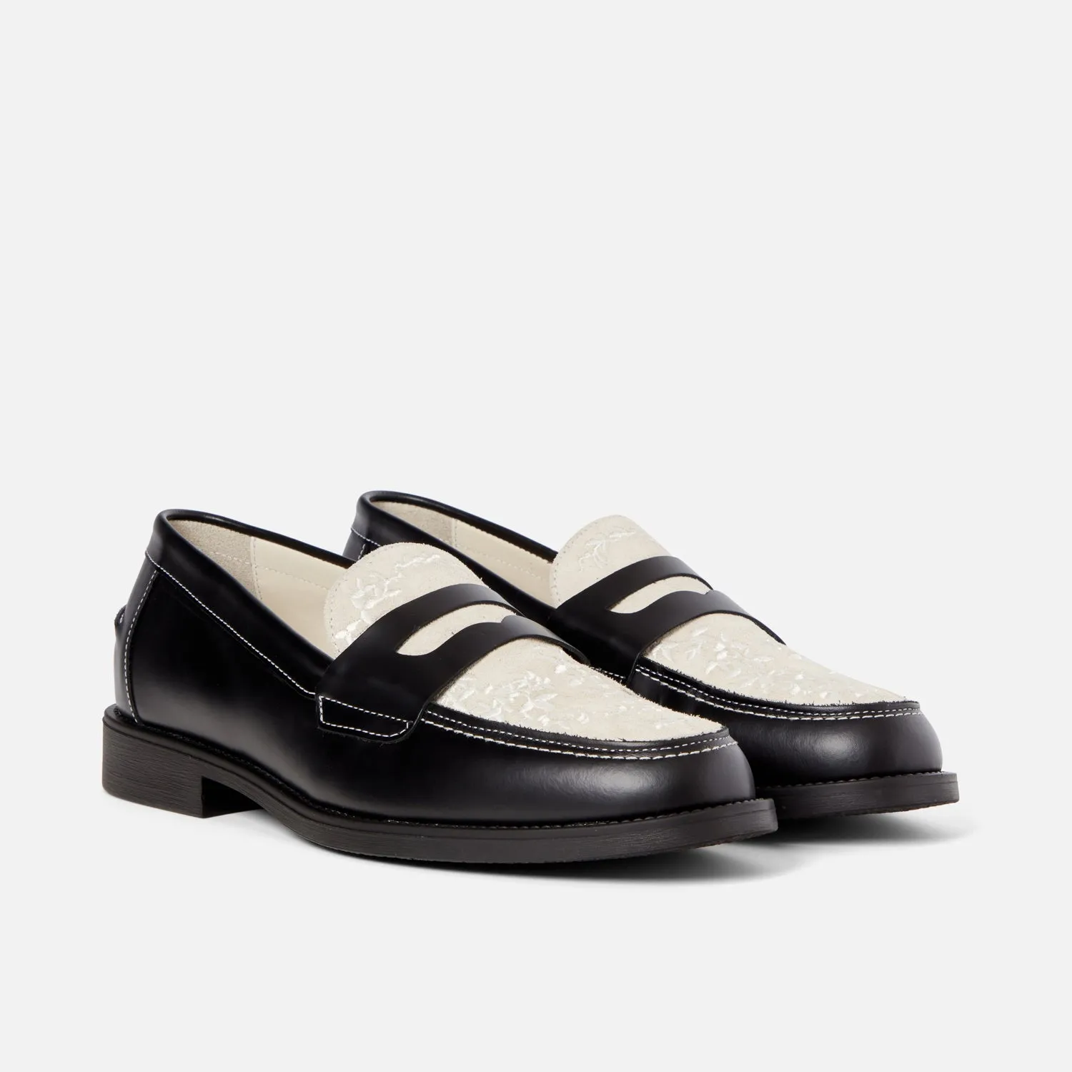 Wilde Black + White Vine Penny Loafer - Men's sold by Duke + Dexter product image thumbnail 3