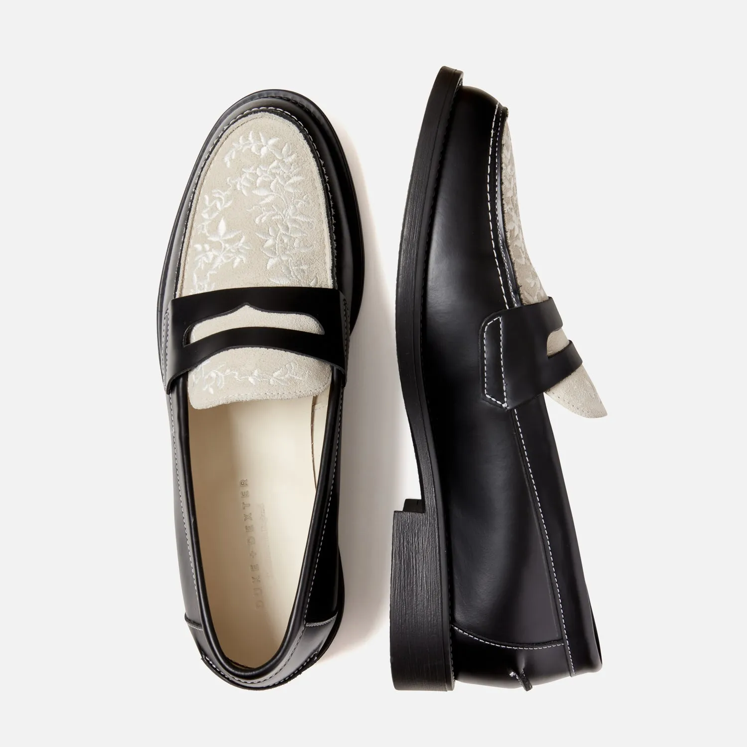 Wilde Black + White Vine Penny Loafer - Men's sold by Duke + Dexter product image thumbnail 5