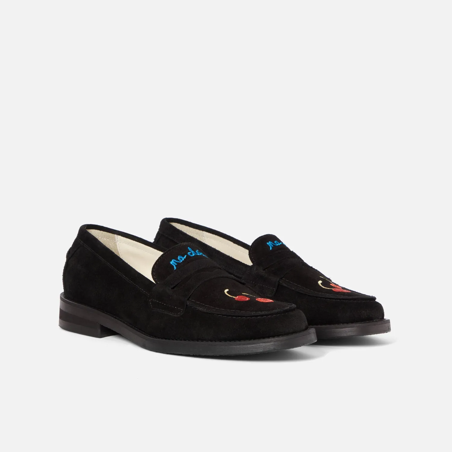 Wilde Black Suede Cherry Penny Loafer - Women's sold by Duke + Dexter product image thumbnail 3