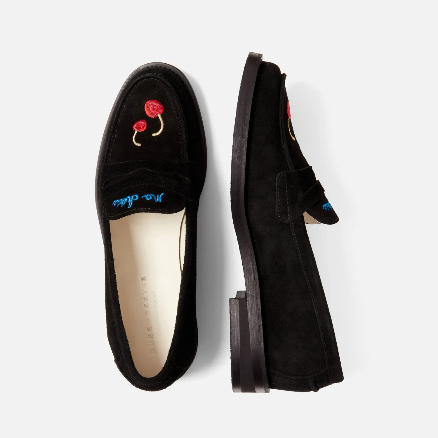 Wilde Black Suede Cherry Penny Loafer - Women's sold by Duke + Dexter product image thumbnail 5