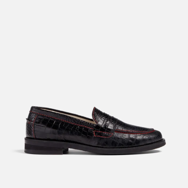 Peachy Den Black Croc Loafer - Women's sold by Duke + Dexter
