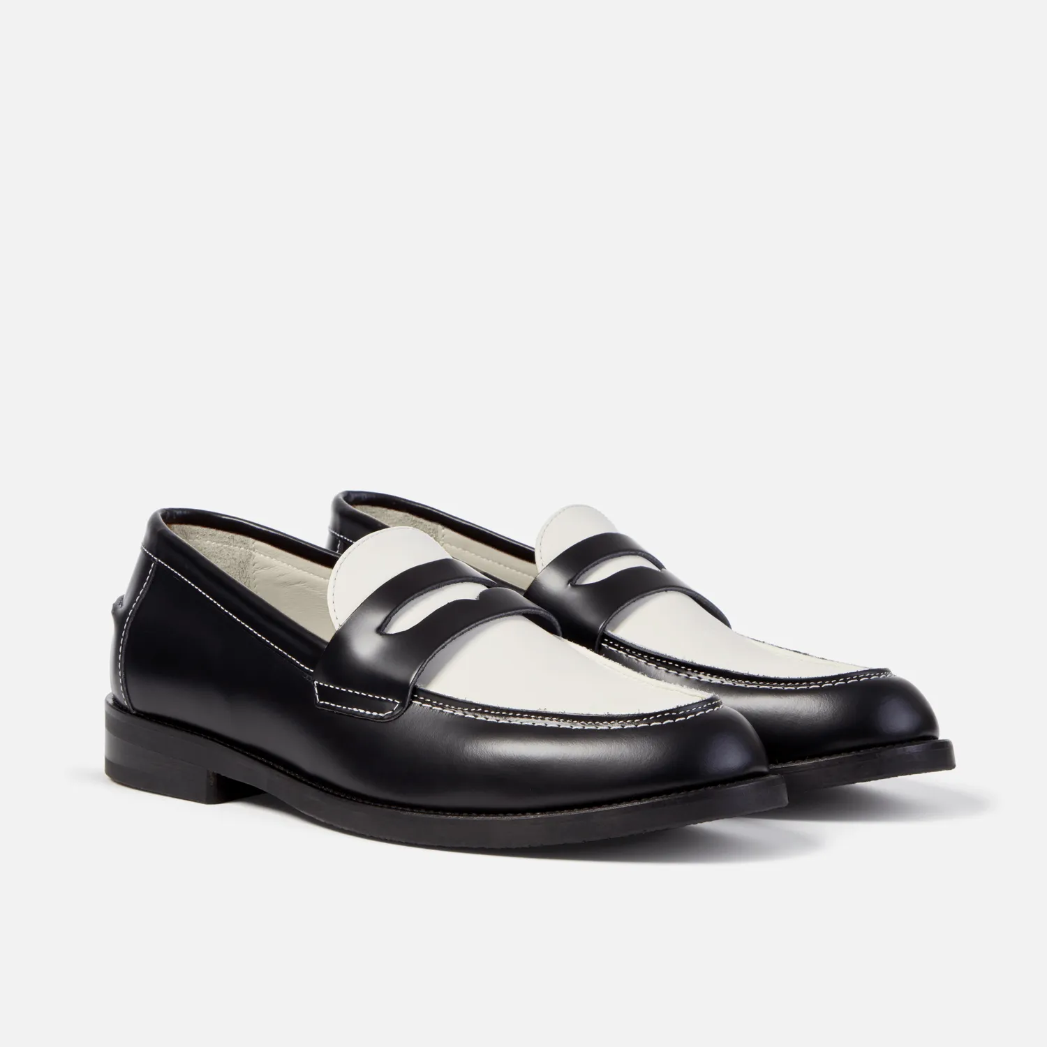 Wilde Black + White Penny Loafer - Men's sold by Duke + Dexter product image thumbnail 3