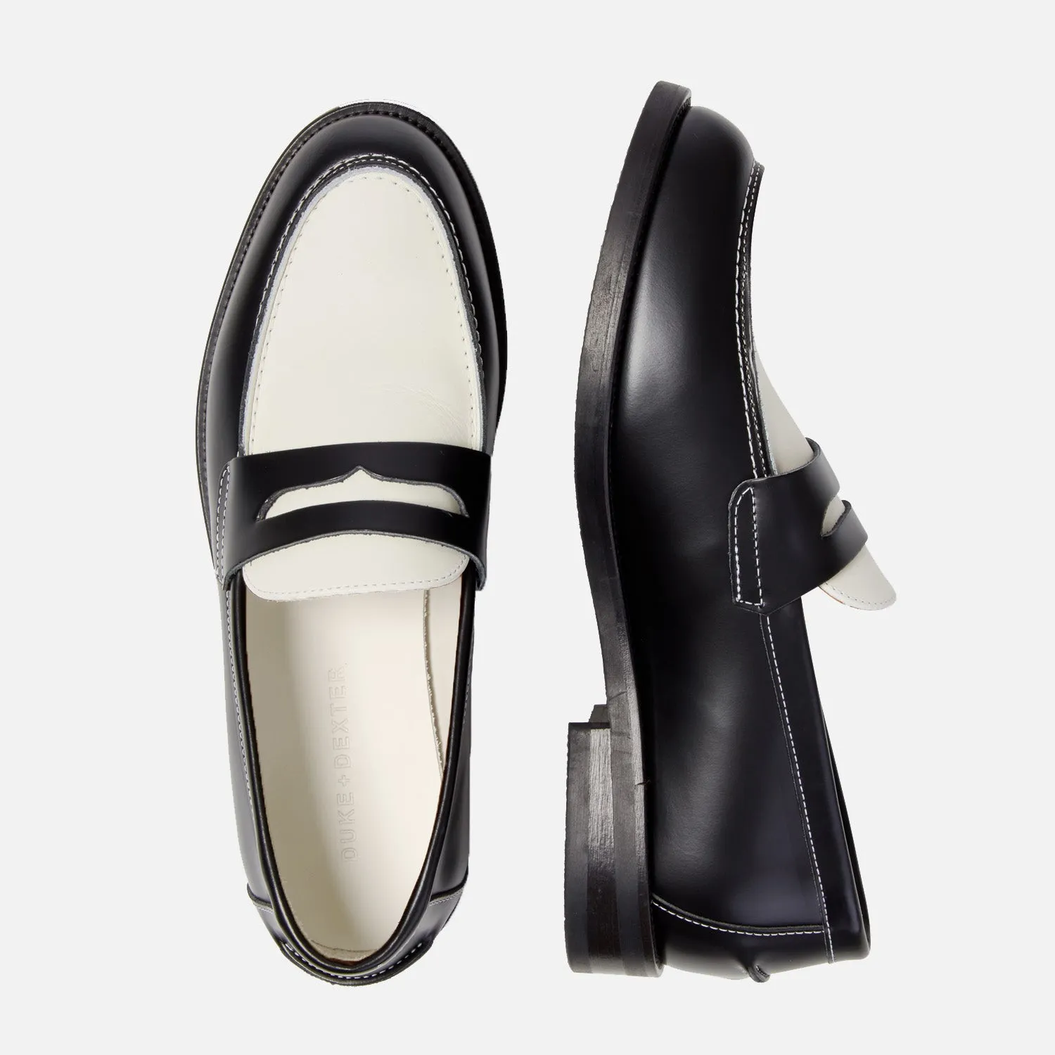Wilde Black + White Penny Loafer - Men's sold by Duke + Dexter product image thumbnail 4
