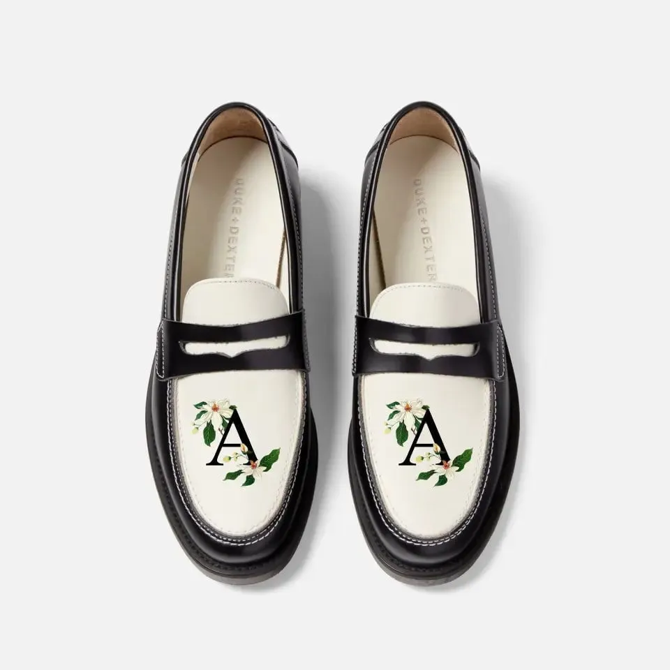 Hand-Painted Initial Penny Loafer - Women's sold by Duke + Dexter